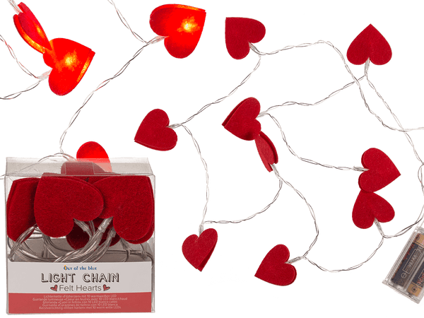 [OOTB-260079] Lichterkette, Rote Herzen, mit 10 warmweißen LED,