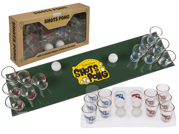 [OOTB-93/2087] Trinkspiel, Shots Pong, mit 2 Bällen, Spielfeld &
