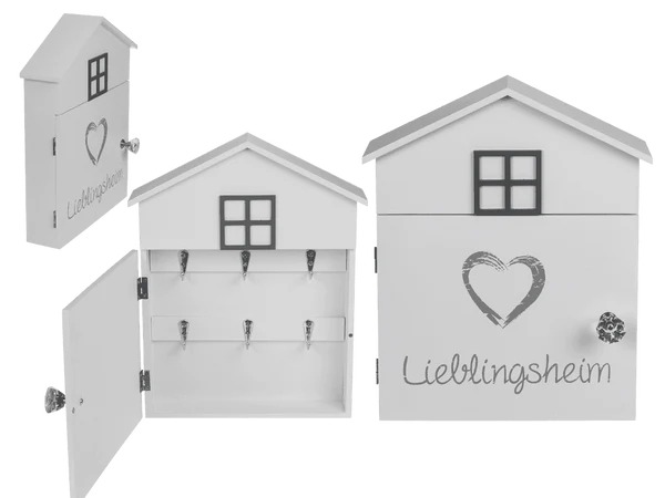 [OOTB-144234] Weißer Holz-Schlüsselkasten, Lieblingsheim,