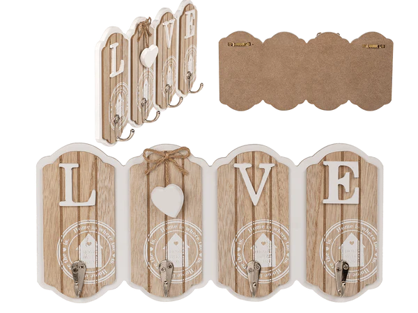 [OOTB-144283] Weiß/naturfarbenes Holz-Schlüsselboard, LOVE,