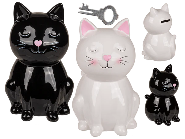 [OOTB-78/4147] Spardose mit Schloss, Katze, ca. 16 cm,