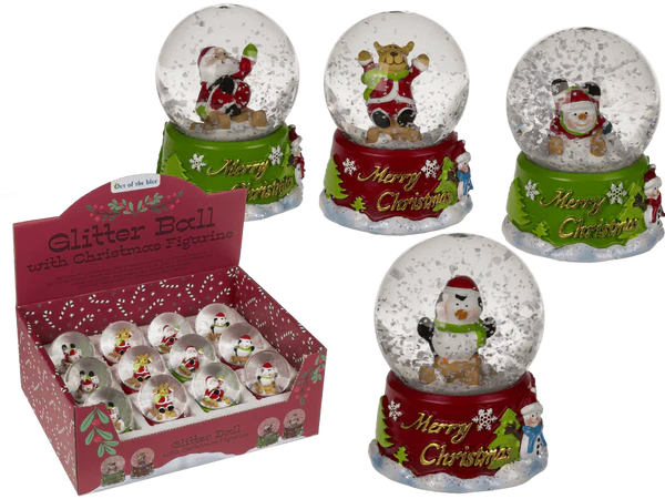 [OOTB-946070] Schneekugel, Weihnachtsfigur, auf rotem &