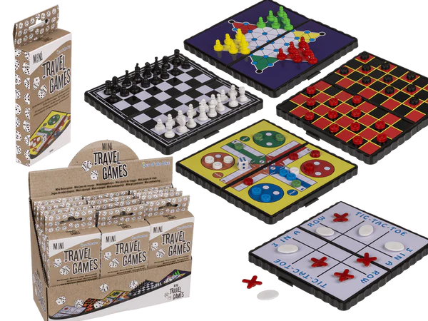[OOTB-79/7009] Magnetische Reisespiele, Mini (Schach, Ludo, Dame,