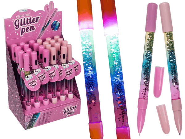 [OOTB-29/2802] Kugelschreiber mit Glitter & LED (inkl. Batterien)