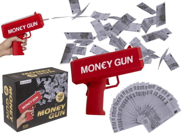 [OOTB-59/2142] Geld-Pistole mit 100 Stück 100 €-Spielgeld,