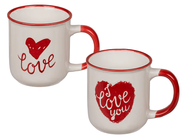 [OOTB-101960] New Bone China-Becher mit rotem Herz, Love &