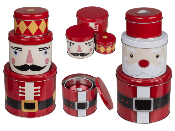 [OOTB-946249] Metall-Dose, Weihnachtsfiguren, 3er Set,