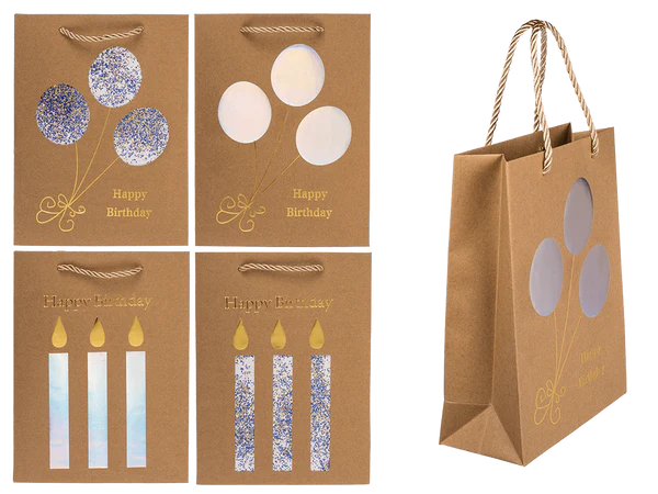 Kraftpapier-Geschenktüte, Happy Birthday,