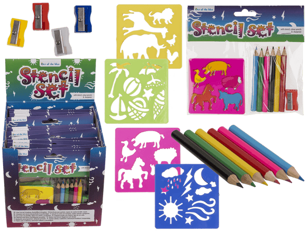 [OOTB-29/2841] Schul-Set, 3-teilig (Schablone, Buntstifte &