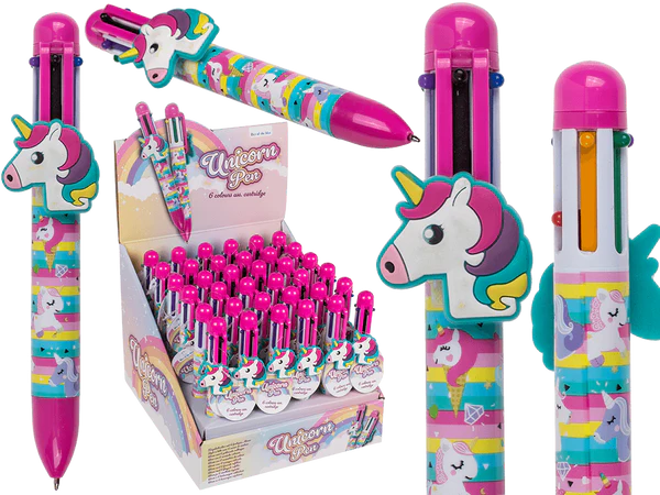 Kugelschreiber, Einhorn, mit 6-farbigen Minen,