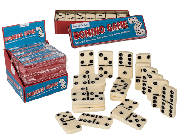 [OOTB-79/3883] Dominospiel, 6er Version, 28 Steine in Metalldose,