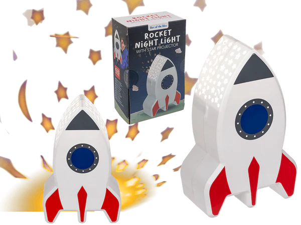 [OOTB-57/3049] Nachttischleuchte mit Sternenprojektor, Rakete,