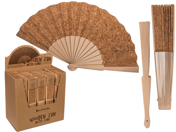 [OOTB-230152] Holz-Fächer mit Kork, ca. 23 cm,