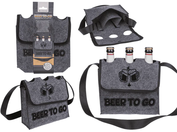 [OOTB-71/3263] Graue Umhängetasche aus Filz, Beer to go,