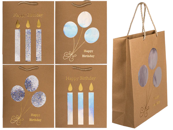 Kraftpapier-Geschenktüte, Happy Birthday,