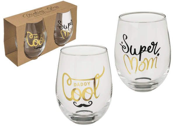 [OOTB-750046] Trinkglas, Super Mom & Daddy Cool,