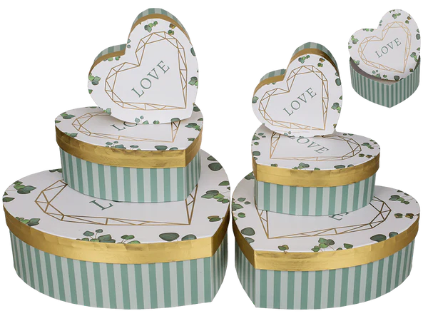 [OOTB-180792] Weiß/grüne Herz-Geschenkbox, Love,