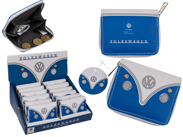 [OOTB-05/0014] Geldbörse mit Reisverschluss, VW T1 Bus, Blau,