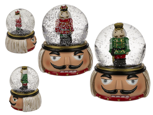 Schneekugel, Nussknacker, auf Sockel, Gesicht,