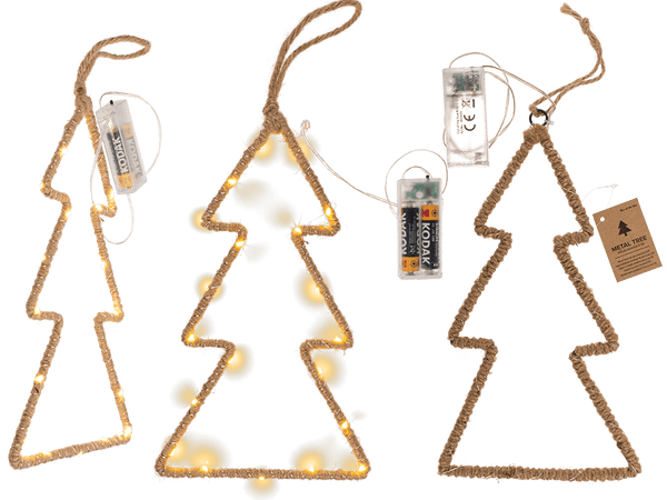 [OOTB-960444] Metall-Tanne mit Jute umwickelt & LED,