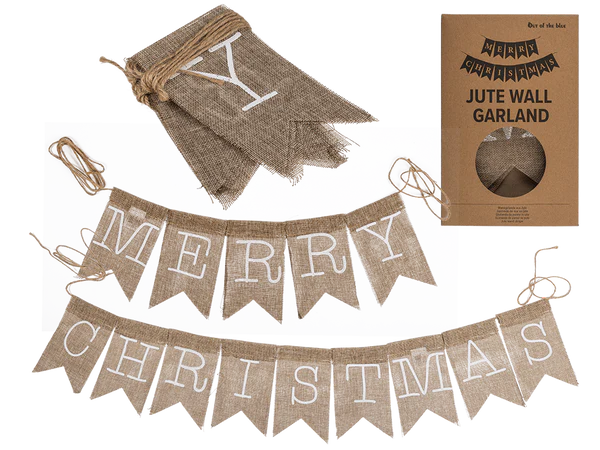 Wandgirlande aus Jute, Merry Christmas,
