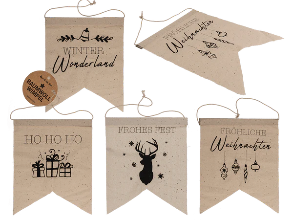 Naturfarbener Wimpel, Weihnachten,