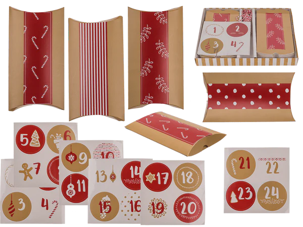 [OOTB-946266] Rot/naturfarbener Adventskalender,