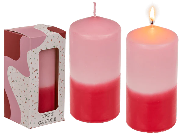 Stumpenkerze mit Farbverlauf, rosa/rot