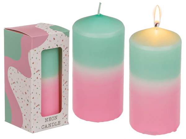 [OOTB-153303] Stumpenkerze mit Farbverlauf, rosa/mint