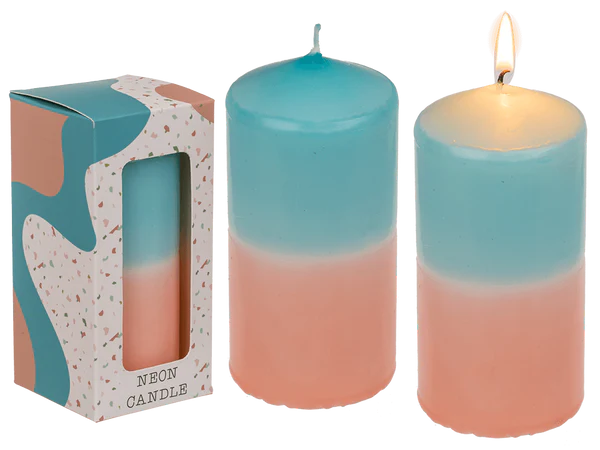 Stumpenkerze mit Farbverlauf, apricot/türkis