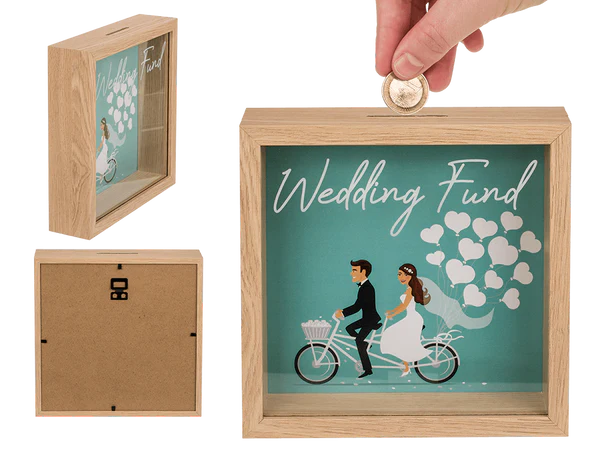[OOTB-144356] Holz-Spardose, Hochzeitskasse, im Rahmen