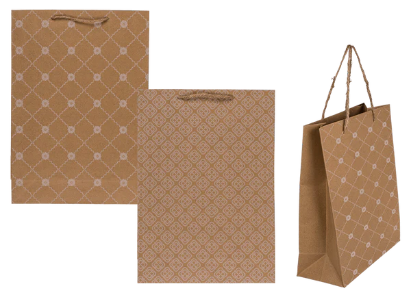 [OOTB-180755] Kraftpapier-Geschenktüte, mit Blumenverzierung,