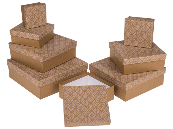 [OOTB-101598] Kraftpapier-Geschenkkartonage, mit Blumenmotiv,