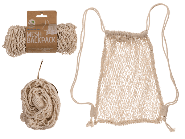 Naturfarbener Netz-Rucksack, ca. 34 x 42 cm,