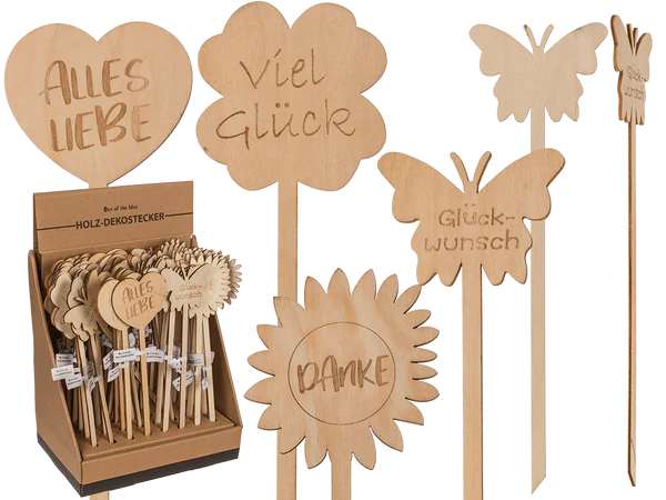 Holz-Dekostecker, Glückwünsche,