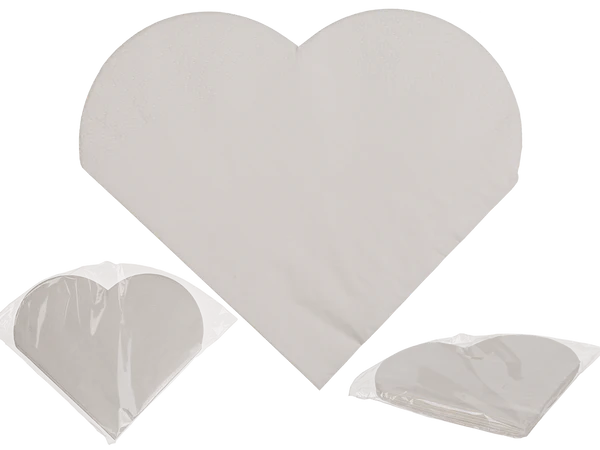 [OOTB-145296] Weiße Papier-Servietten in Herzform,
