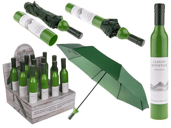 [OOTB-61/1841] Taschen-Regenschirm, Weißweinflasche,