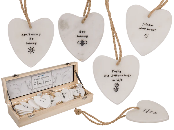Happy Hearts, aus Marmor, zum Aufhängen,