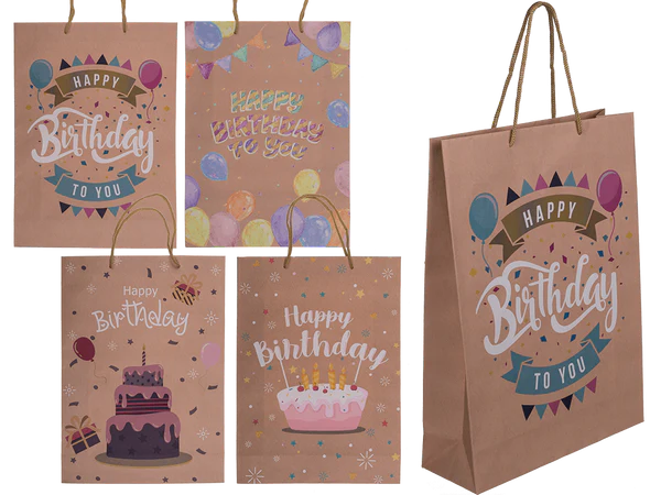 Braune Papier-Geschenktüte, Happy Birthday,