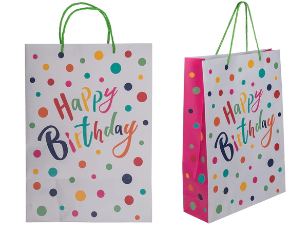 [OOTB-180768] Hellgraue Papier-Geschenktüte, Happy