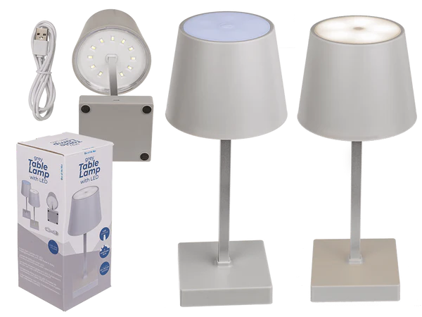 Graue Tisch-Lampe mit LED,