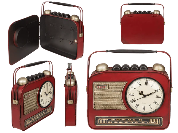 Metall-Schlüsselkasten, Radio mit Uhr,