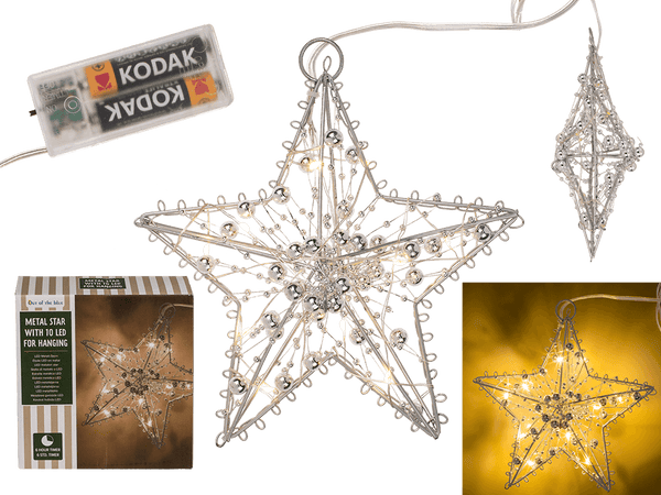 [OOTB-99/5726] Metallstern zum Aufhängen, mit 10 LED,D: ca.15 cm,