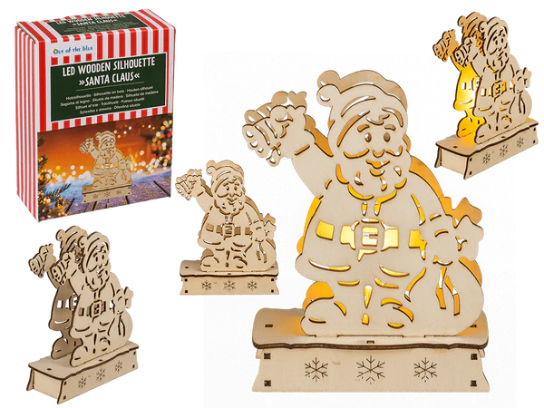 Holzsilhouette, Weihnachtsmann, mit LED,
