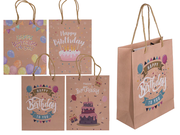 [OOTB-180765] Braune Papier-Geschenktüte, Happy Birthday,