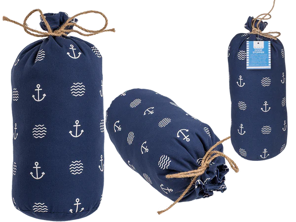 Blauer Stoff-Türstopper, Modern Maritime,