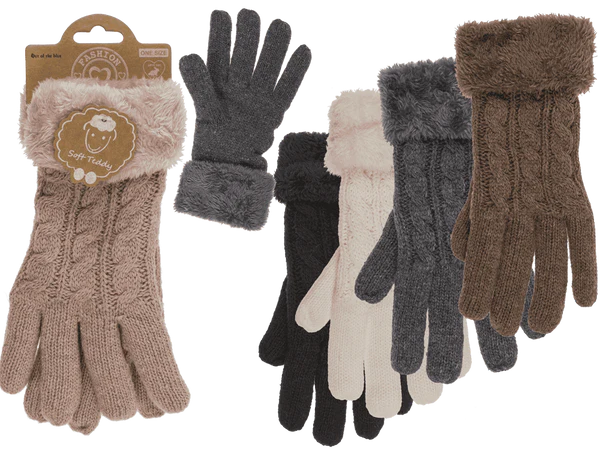 [OOTB-02/3106] Kuschel-Handschuhe, Elegant,  Zopfmuster,
