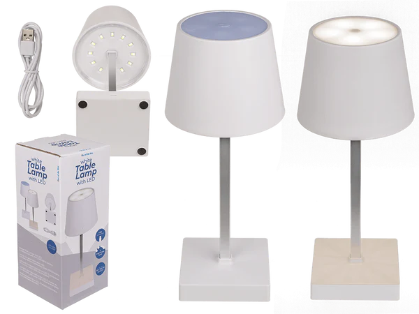Weiße Tisch-Lampe mit LED,