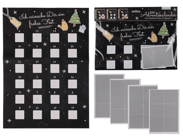 Kratzpapier, Adventskalender, ca. 52 x 30 cm,