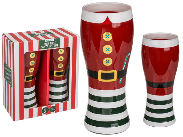 Bierglas, Santa Kostüm, für ca. 460 ml,